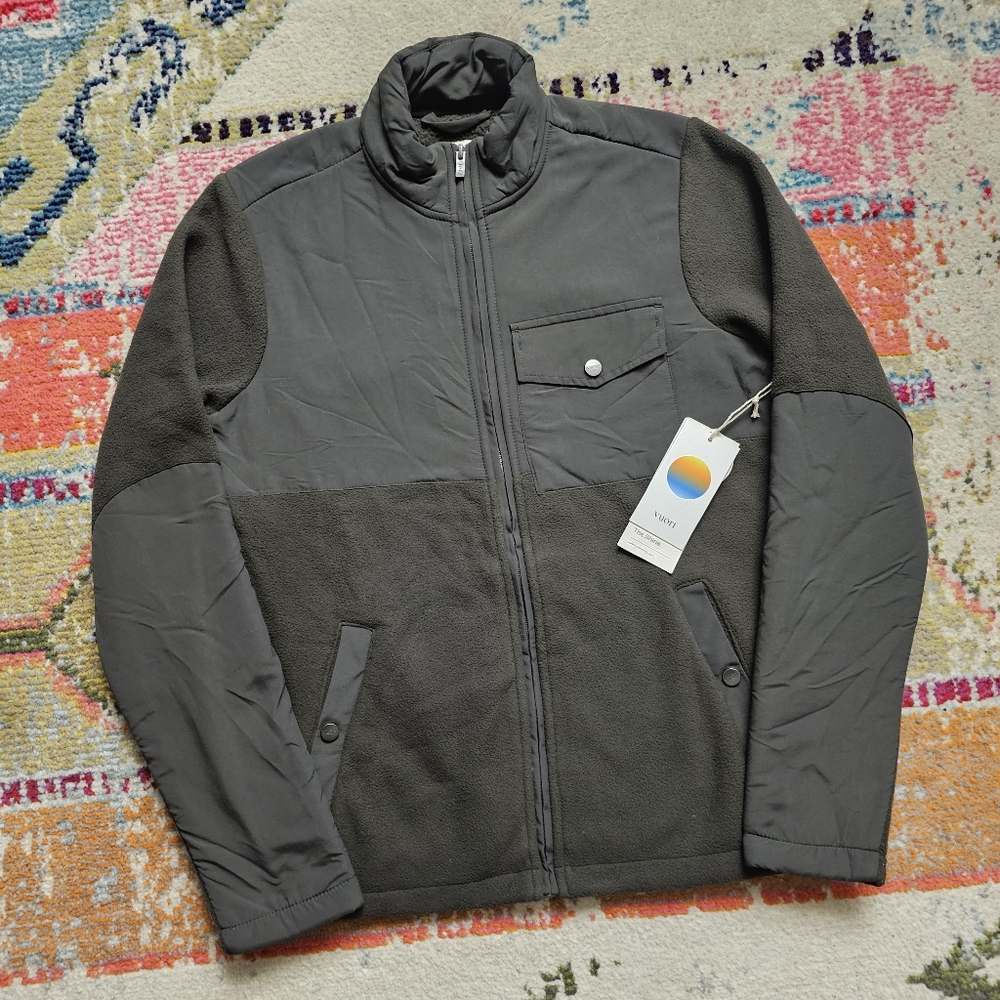 Vuori Morrow Sherpa Jacket Men Small Dark Oregano Green Long Sleeve Full Zip - Picture 2 of 15